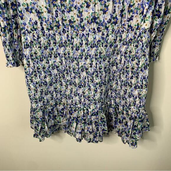 Veronica Beard Darrah floral smocked dress size 12 cobalt multi wedding guest - Picture 11 of 12